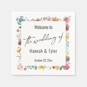 Multicolored Watercolor Meadow Wildflower Welcome Napkin