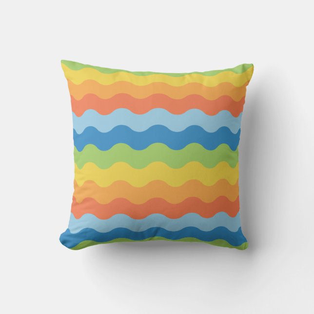 Multicolored Waves Pattern Pillow (Front)
