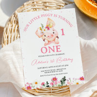 Multicolored Wildflowers Little Piggy 1st Birthday