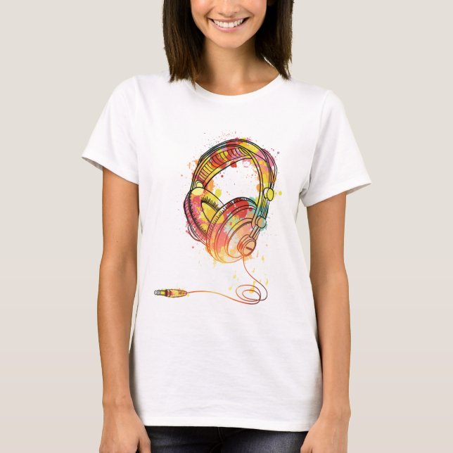 Multicolored wired headphones T-Shirt (Front)