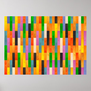 Multicolored wooden texture. Parquet from wooden m Poster