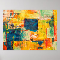 Multicolored Yellow Abstract Acrylic Painting