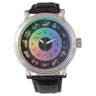 MULTICOLORED ZODIAC SIGN WRIST WATCH