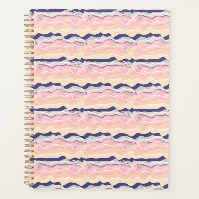 Multicolour Pastel Wave Pattern Planner (Front)