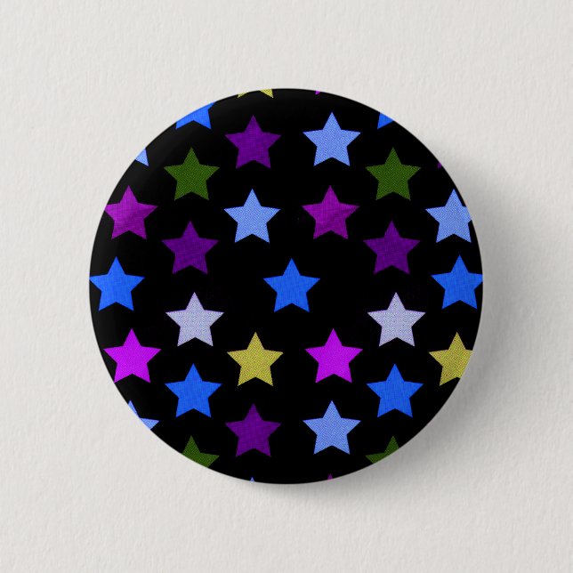 Multicolour Star Pattern Badge/Button 6 Cm Round Badge (Front)