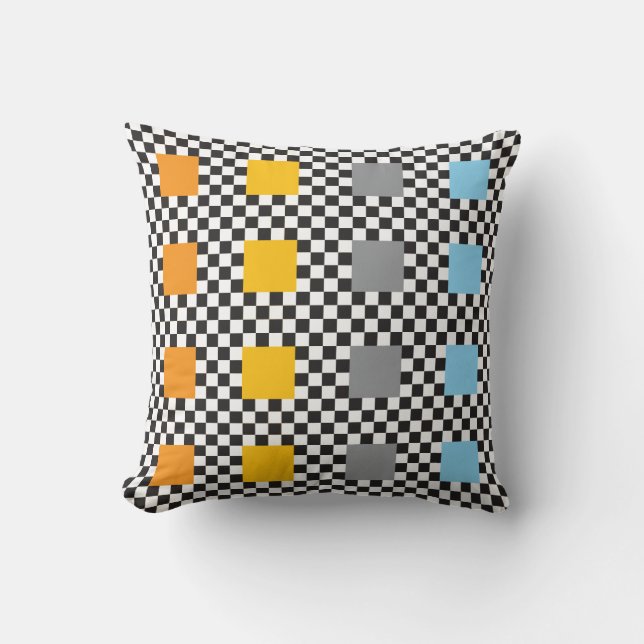 Multicoloured Checker Pattern and Big Squares Cushion (Front)