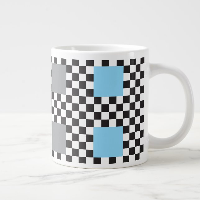 Multicoloured Checker Pattern and Big Squares Large Coffee Mug (Right)