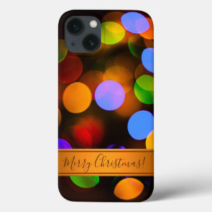 Multicoloured Christmas Lights. Text Template iPhone 13 Case