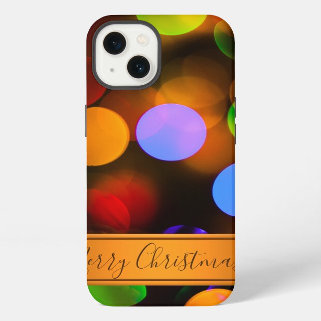 Multicoloured Christmas Lights. Text Template iPhone Case (Back)
