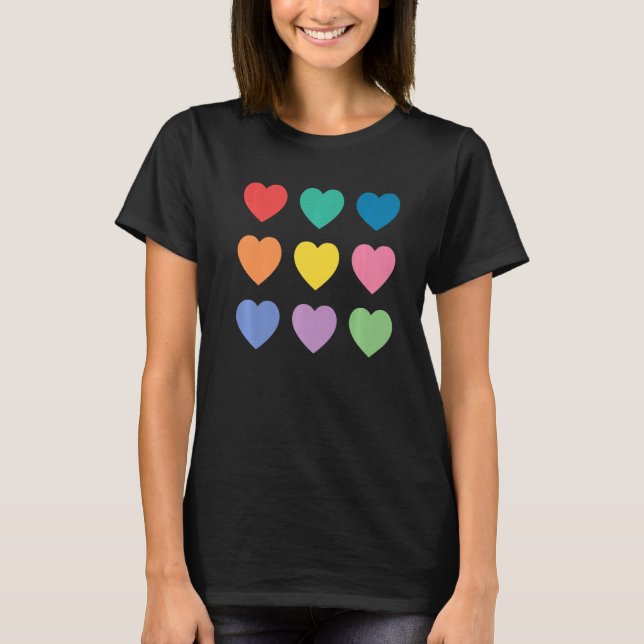 Multicoloured Hearts Premium T-Shirt (Front)