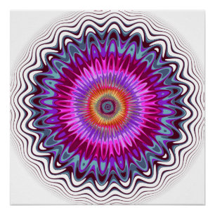 Multicoloured Kaleidoscope Flower Poster