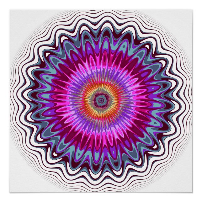 Multicoloured Kaleidoscope Flower Poster (Front)