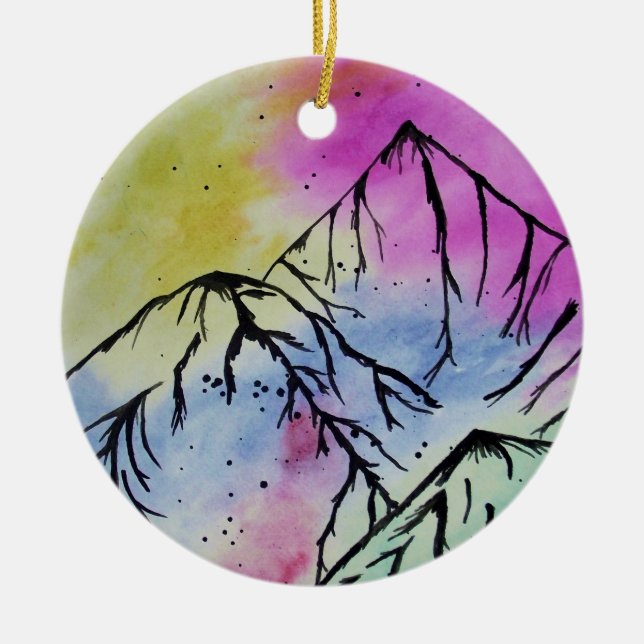 Multicoloured mountain art ornament (Front)
