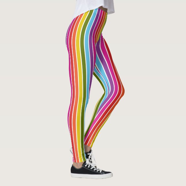 Multicoloured Rainbow Vertical Stripes Leggings (Right)