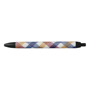 Multicoloured Tartan Pattern Black Ink Pen