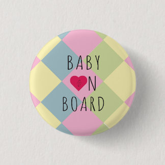 Multicolours Happy Baby on Board Pregnancy Button