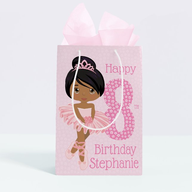 Multicultural Birthday Ballerina Medium Gift Bag (Creator Uploaded)