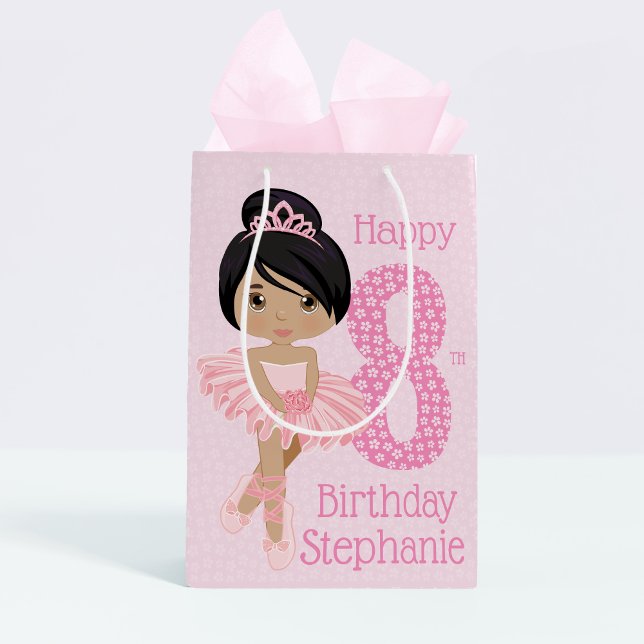Multicultural Birthday Ballerina Medium Gift Bag (Creator Uploaded)