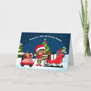 Multicultural Boy Elf Folded Holiday Card