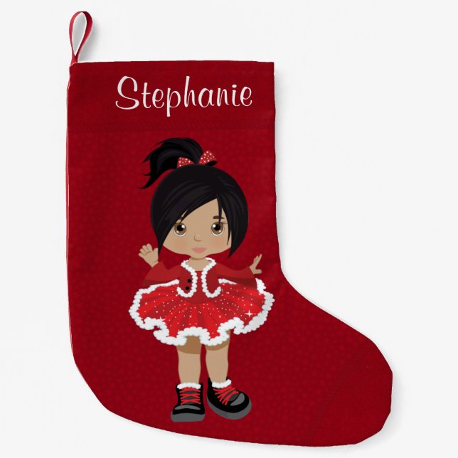 Multicultural Christmas Hip Hop Dancer Small Christmas Stocking (Front)