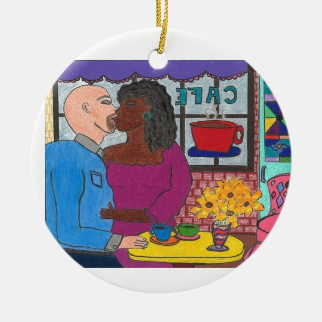 Multicultural Interracial Love Christmas Ornament (Front)