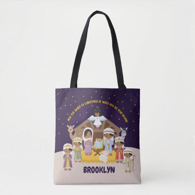 Multicultural Nativity Scene Tote Bags for Kids (Front)