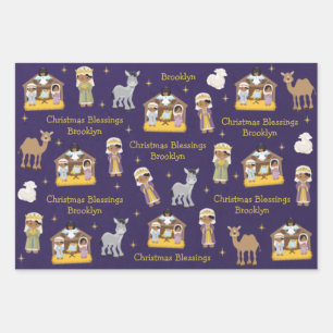 Multicultural Nativity Scene Wrapping Paper Sheet