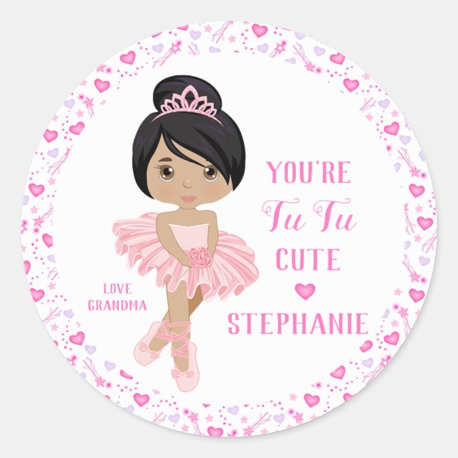 Multicultural Tu Tu Cute Ballerina Classic Round Sticker (Front)