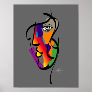 Multicultural Woman On Grey Poster