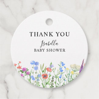 Multihued Wildflower Baby Shower Celebration Favour Tags