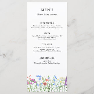 Multihued Wildflower Baby Shower Celebration Menu