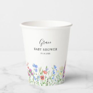 Multihued Wildflower Baby Shower Celebration Paper Cups