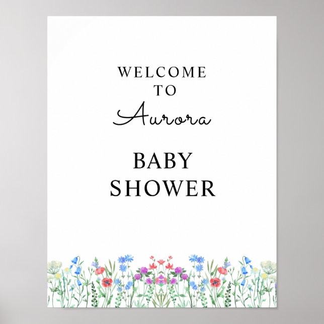 Multihued Wildflower Baby Shower Celebration Poster (Front)