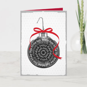 Multilingual Christmas Ornament Typography Card