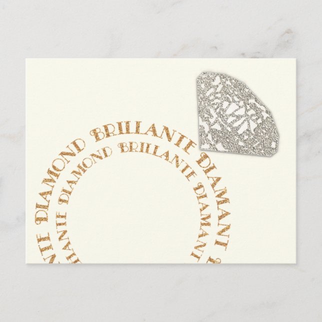 Multilingual Diamond Ring Typography Postcard (Front)