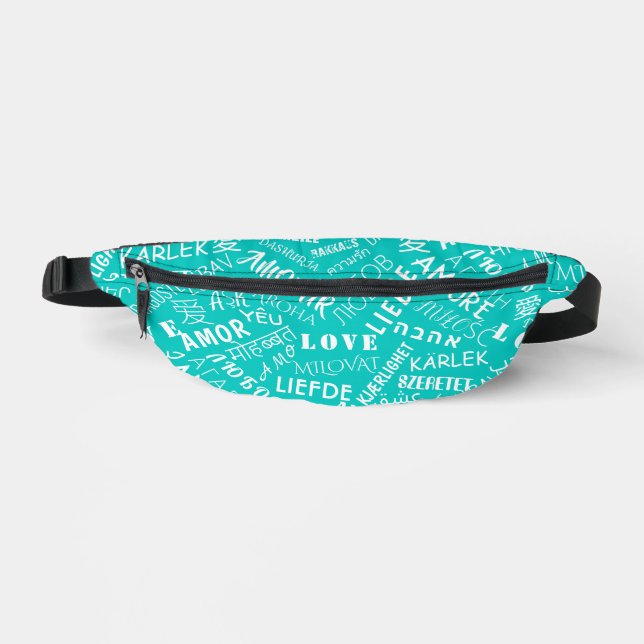 Multilingual Fanny Pack with Love Text Your Colour (Front)