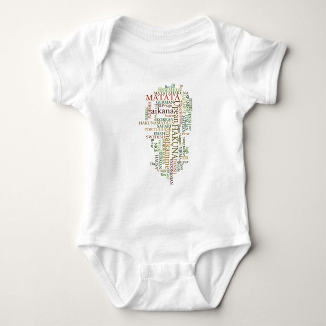 Multilingual Hakuna Matata Global Word Cloud Art Baby Bodysuit (Front)