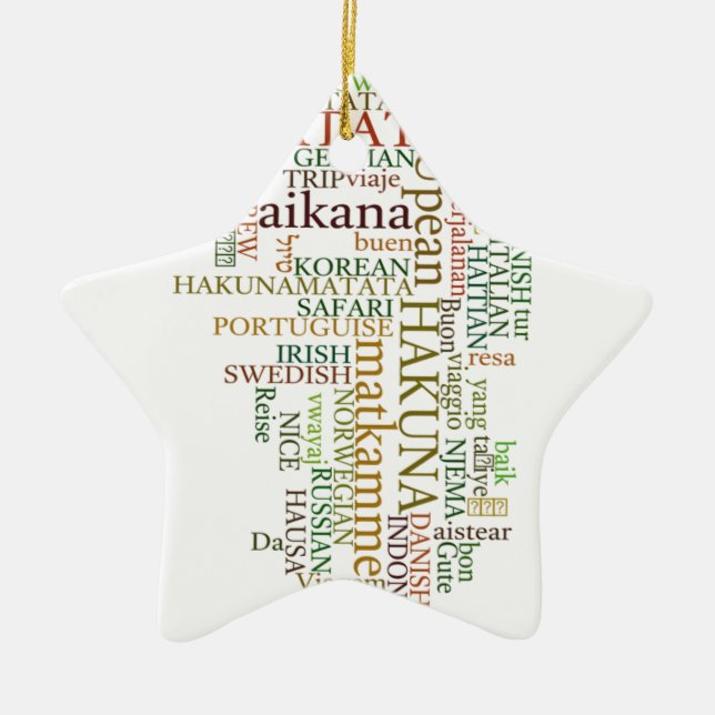 Multilingual Hakuna Matata Global Word Cloud Art Ceramic Tree Decoration (Front)