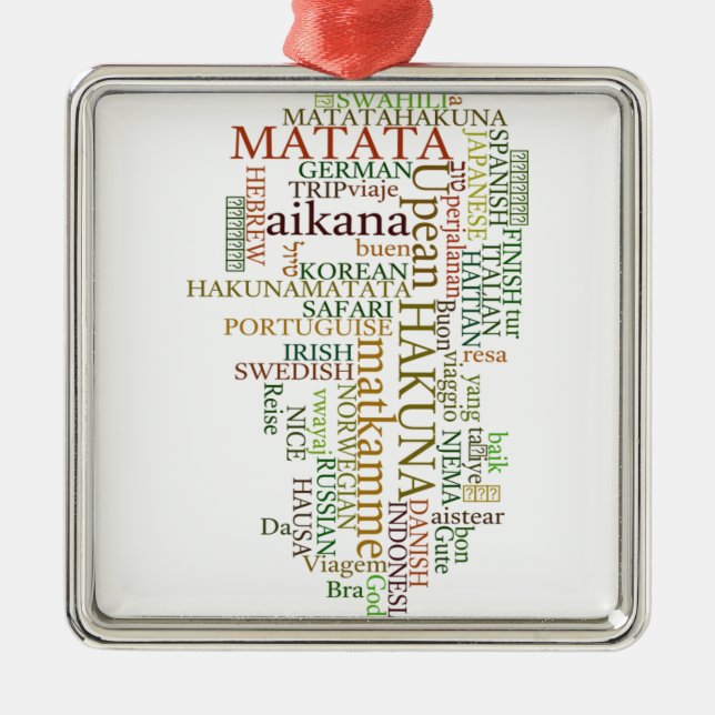 Multilingual Hakuna Matata Global Word Cloud Art Metal Tree Decoration (Front)