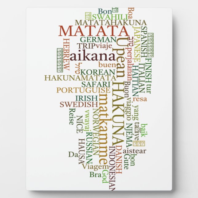 Multilingual Hakuna Matata Global Word Cloud Art Plaque (Front)
