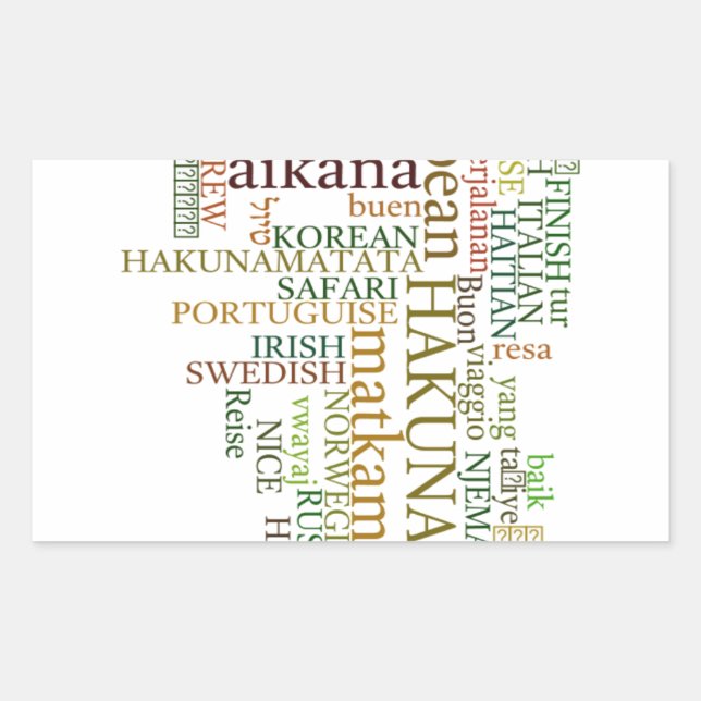 Multilingual Hakuna Matata Global Word Cloud Art Rectangular Sticker (Front)