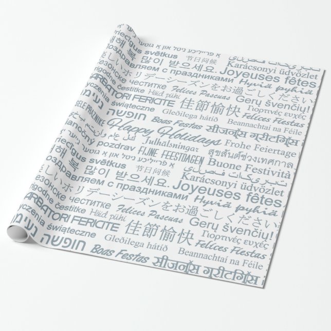 Multilingual “Happy Holidays” gift wrap (Unrolled)