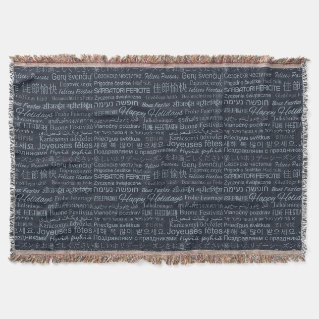 Multilingual “Happy Holidays” throw blanket (Front)