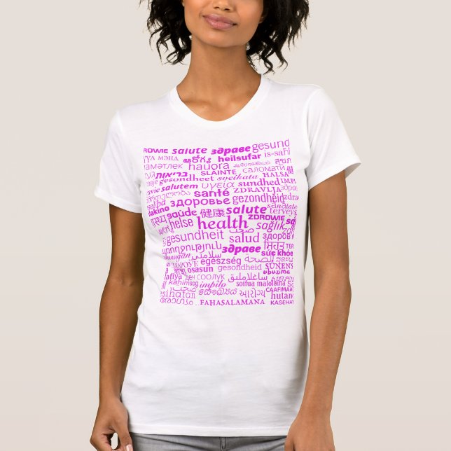 Multilingual Healt Text T-Shirt - Choose Colours (Front)