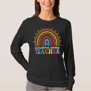 Multilingual Learner Teacher Leopard Rainbow Multi T-Shirt