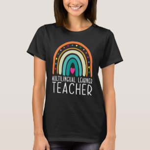 Multilingual Learner Teacher Leopard Rainbow Multi T-Shirt