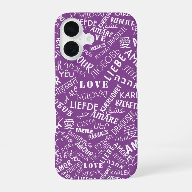 Multilingual Love Text Purple iPhone Case (Back)