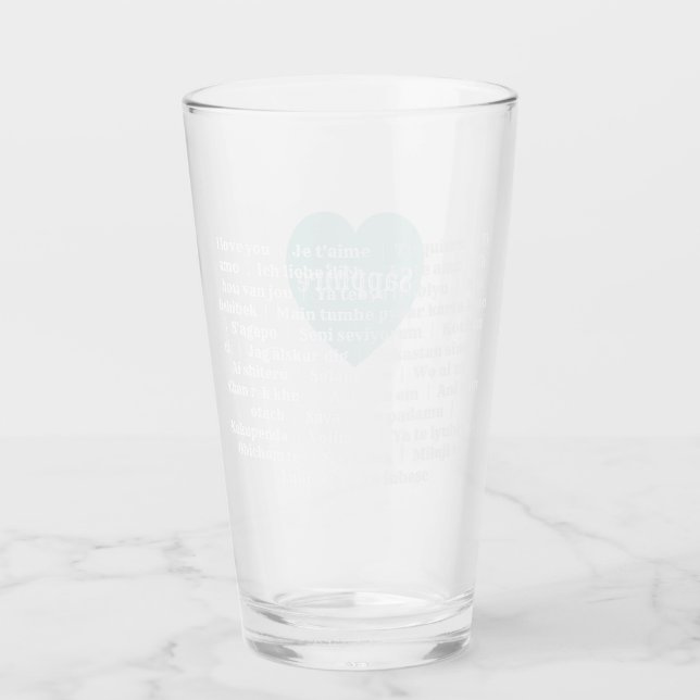 Multilingual Love Tumbler Mint Blue Custom Design (Front)
