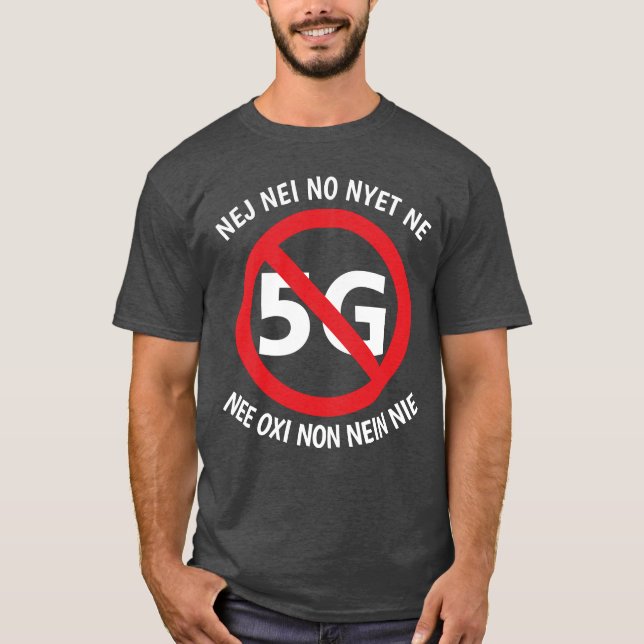Multilingual No to 5G T-shirt (Front)