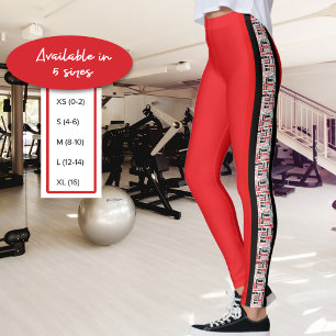 Multilingual Red and Black Vertical Stripe Leggings